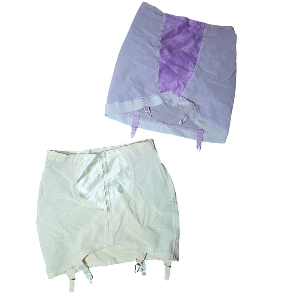 2 Vintage 1950's-1960's Maidenform & Sears Longline Girdles Garter Belts Large
